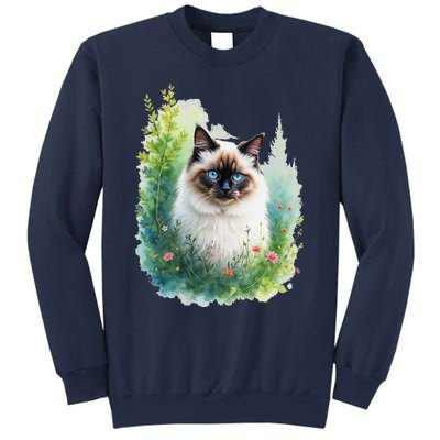 Blue Eyed Cat Forest Lover’S Nature Inspired Flowers Sweatshirt