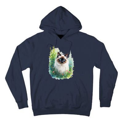 Blue Eyed Cat Forest Lover’S Nature Inspired Flowers Tall Hoodie