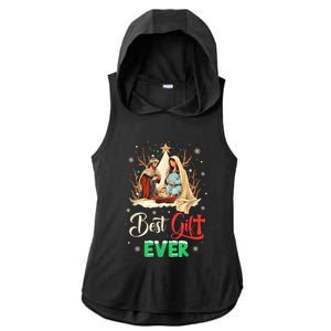 Best Ever Christmas Cool Jesus Nativity Scene Christian Ladies PosiCharge Tri-Blend Wicking Draft Hoodie Tank