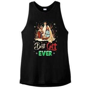 Best Ever Christmas Cool Jesus Nativity Scene Christian Ladies PosiCharge Tri-Blend Wicking Tank