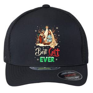 Best Ever Christmas Cool Jesus Nativity Scene Christian Flexfit Unipanel Trucker Cap