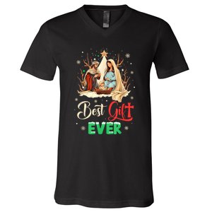 Best Ever Christmas Cool Jesus Nativity Scene Christian V-Neck T-Shirt