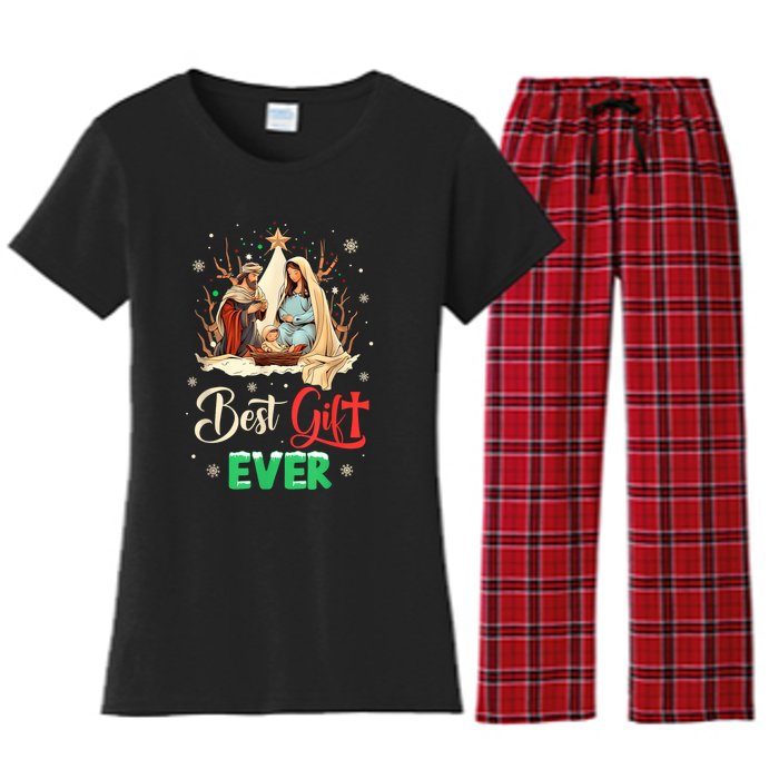 Best Ever Christmas Cool Jesus Nativity Scene Christian Women's Flannel Pajama Set