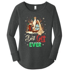 Best Ever Christmas Cool Jesus Nativity Scene Christian Women's Perfect Tri Tunic Long Sleeve Shirt