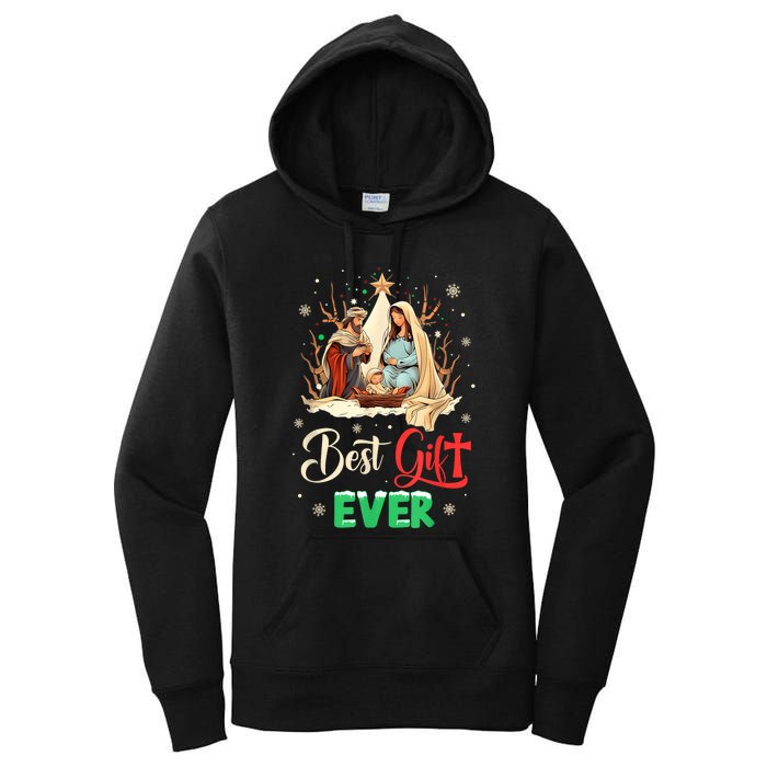 Best Ever Christmas Cool Jesus Nativity Scene Christian Women's Pullover Hoodie