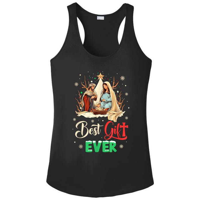 Best Ever Christmas Cool Jesus Nativity Scene Christian Ladies PosiCharge Competitor Racerback Tank