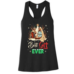 Best Ever Christmas Cool Jesus Nativity Scene Christian Women's Racerback Tank