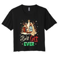 Best Ever Christmas Cool Jesus Nativity Scene Christian Women's Crop Top Tee