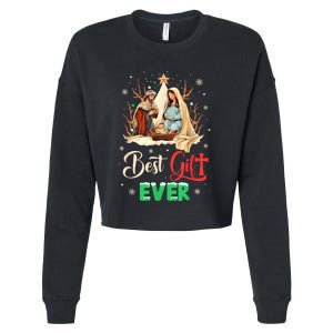 Best Ever Christmas Cool Jesus Nativity Scene Christian Cropped Pullover Crew