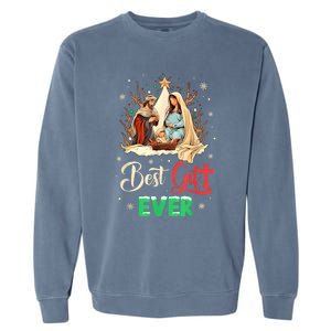 Best Ever Christmas Cool Jesus Nativity Scene Christian Garment-Dyed Sweatshirt