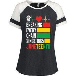 Breaking Every Chain Since 1865 Junzeenth Black History Gift Enza Ladies Jersey Colorblock Tee