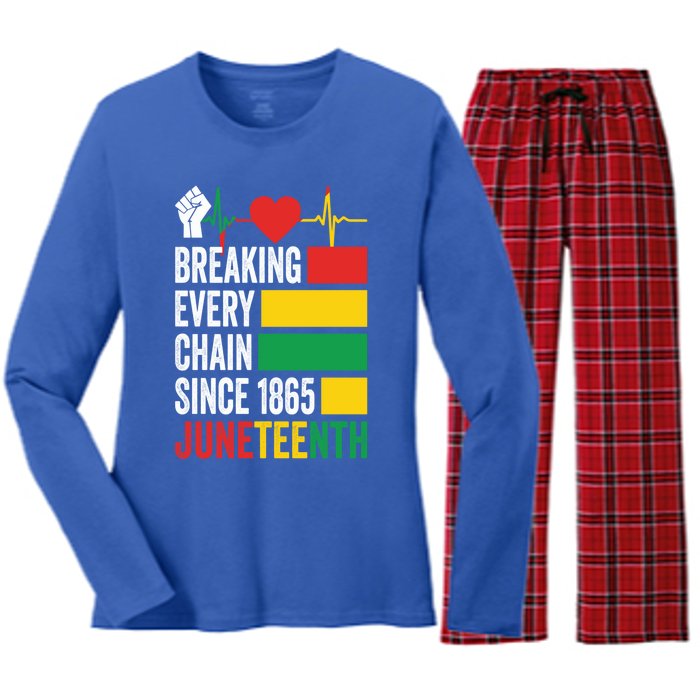 Breaking Every Chain Since 1865 Junzeenth Black History Gift Women's Long Sleeve Flannel Pajama Set 