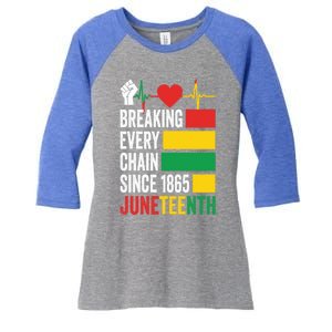 Breaking Every Chain Since 1865 Junzeenth Black History Gift Women's Tri-Blend 3/4-Sleeve Raglan Shirt