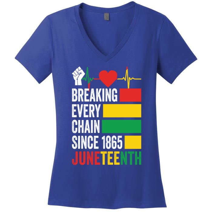 Breaking Every Chain Since 1865 Junzeenth Black History Gift Women's V-Neck T-Shirt