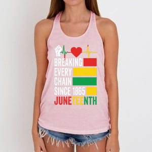 Breaking Every Chain Since 1865 Junzeenth Black History Gift Women's Knotted Racerback Tank