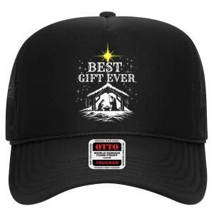 Best Ever Christmas Cool Jesus Nativity Scene Christian High Crown Mesh Back Trucker Hat