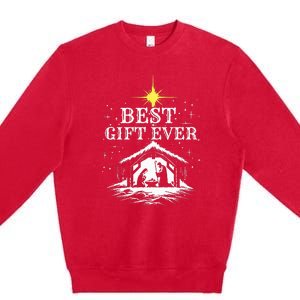 Best Ever Christmas Cool Jesus Nativity Scene Christian Premium Crewneck Sweatshirt