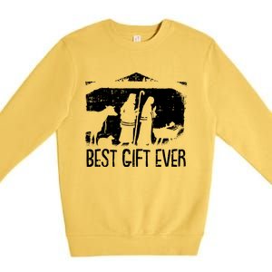 Best Ever Christmas Cool Jesus Nativity Scene Christian Great Gift Premium Crewneck Sweatshirt