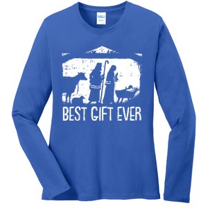 Best Ever Christmas Cool Jesus Nativity Scene Christian Great Gift Ladies Long Sleeve Shirt