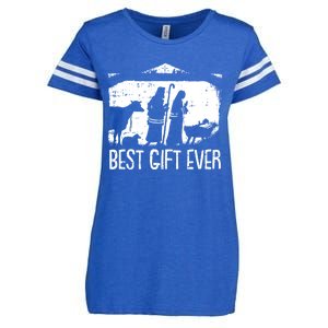 Best Ever Christmas Cool Jesus Nativity Scene Christian Great Gift Enza Ladies Jersey Football T-Shirt