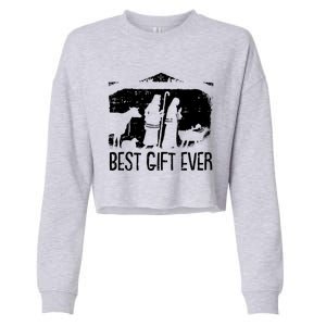 Best Ever Christmas Cool Jesus Nativity Scene Christian Great Gift Cropped Pullover Crew