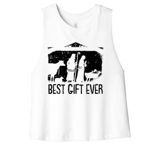 Best Ever Christmas Cool Jesus Nativity Scene Christian Great Gift Women's Racerback Cropped Tank