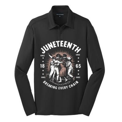 Breaking Every Chain Since 1865 Independence Day Junenth Funny Gift Silk Touch Performance Long Sleeve Polo