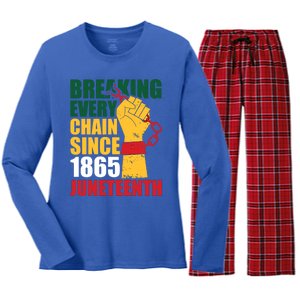 Breaking Every Chain Since 1865 Junenth Freedom Gift Women's Long Sleeve Flannel Pajama Set 