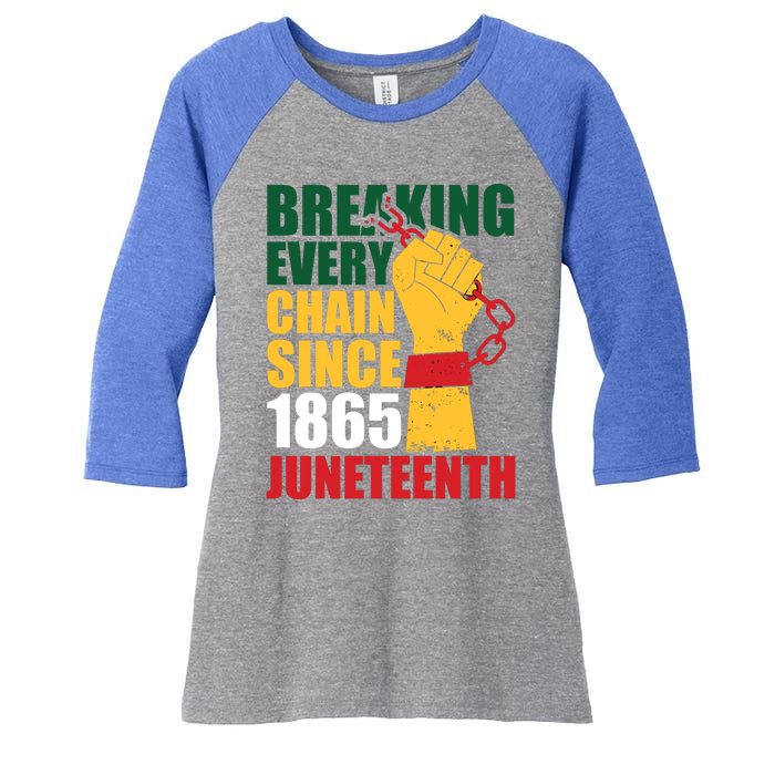 Breaking Every Chain Since 1865 Junenth Freedom Gift Women's Tri-Blend 3/4-Sleeve Raglan Shirt