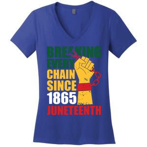 Breaking Every Chain Since 1865 Junenth Freedom Gift Women's V-Neck T-Shirt