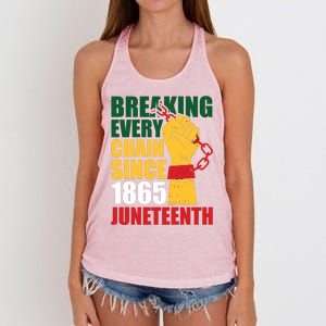 Breaking Every Chain Since 1865 Junenth Freedom Gift Women's Knotted Racerback Tank