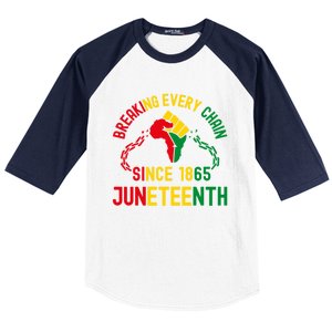 Breaking Every Chain Since 1865 Junzeenth Black History Cute Gift Baseball Sleeve Shirt