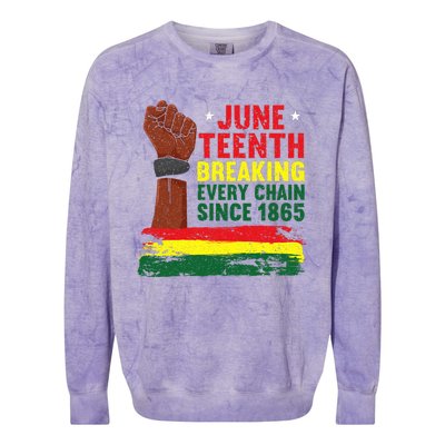 Breaking Every Chain Since 1865 | Freedom Funny Juneteenth Colorblast Crewneck Sweatshirt