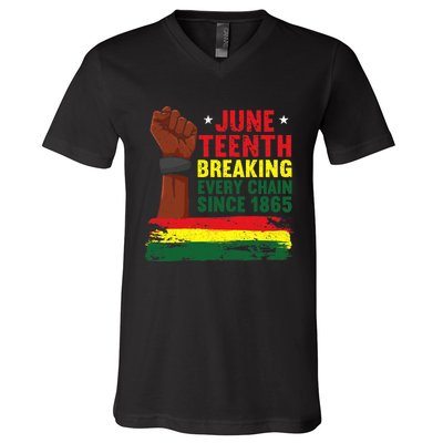 Breaking Every Chain Since 1865 | Freedom Funny Juneteenth V-Neck T-Shirt