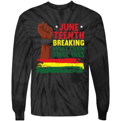 Breaking Every Chain Since 1865 | Freedom Funny Juneteenth Tie-Dye Long Sleeve Shirt