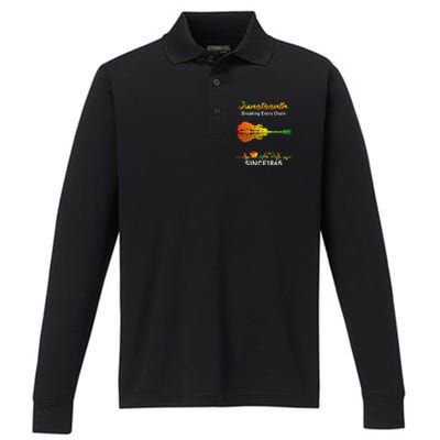 Breaking Every Chain Since 1865 Junenth Freedom Cool Gift Performance Long Sleeve Polo