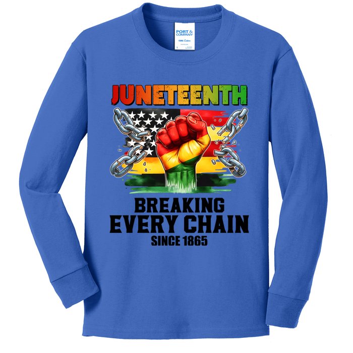 Breaking Every Chain Since 1865 Junenth African American Gift Kids Long Sleeve Shirt