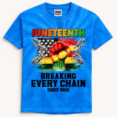 Breaking Every Chain Since 1865 Junenth African American Gift Kids Tie-Dye T-Shirt