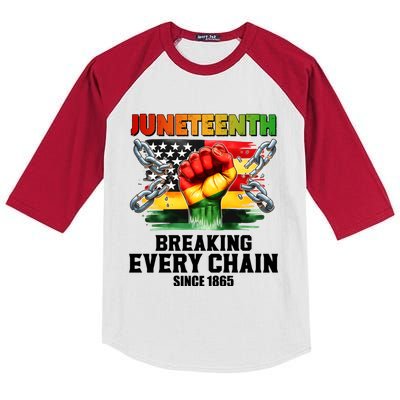 Breaking Every Chain Since 1865 Junenth African American Gift Kids Colorblock Raglan Jersey