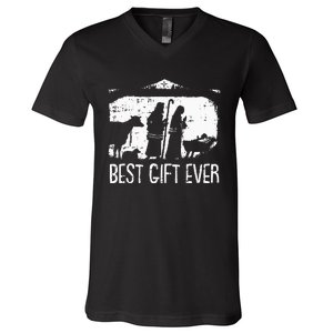 Best Ever Christmas Cool Jesus Nativity Scene Christian V-Neck T-Shirt