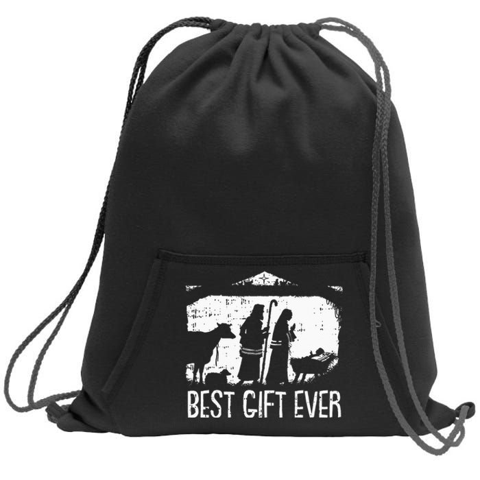 Best Ever Christmas Cool Jesus Nativity Scene Christian Sweatshirt Cinch Pack Bag