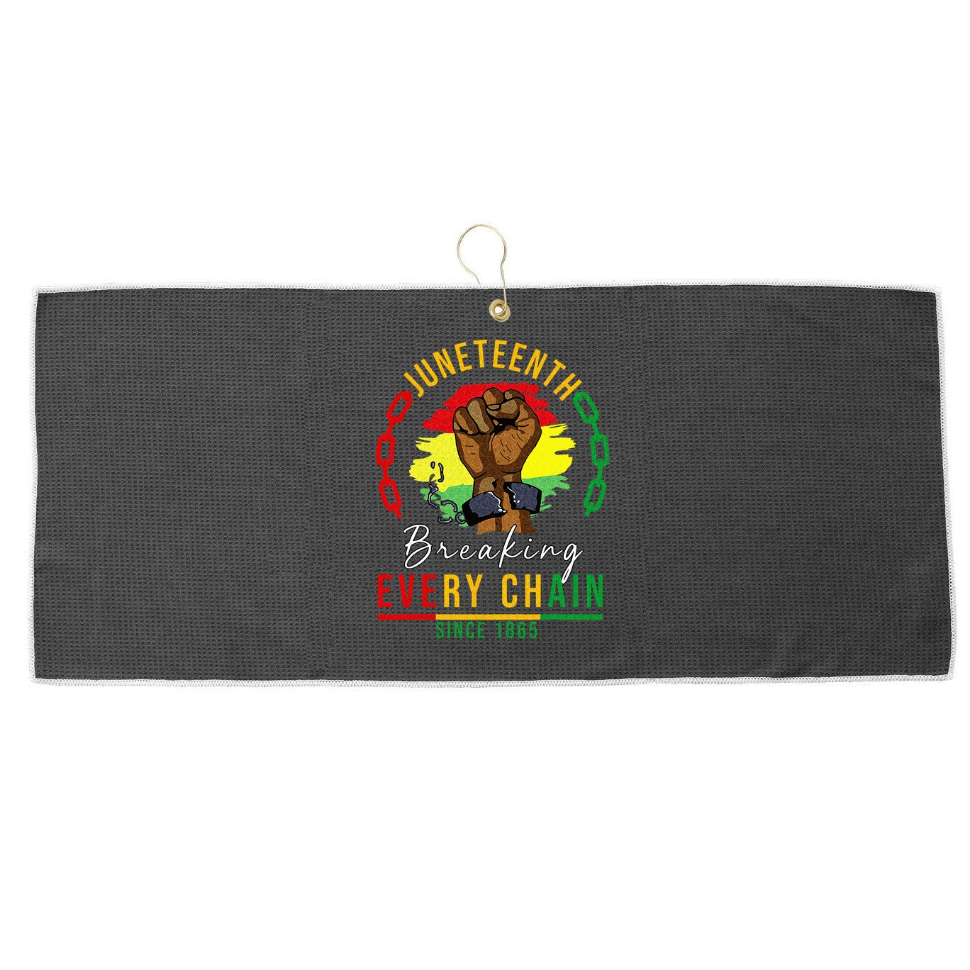 Breaking Every Chain Since 1865  Juneteenth Freedom Large Microfiber Waffle Golf Towel