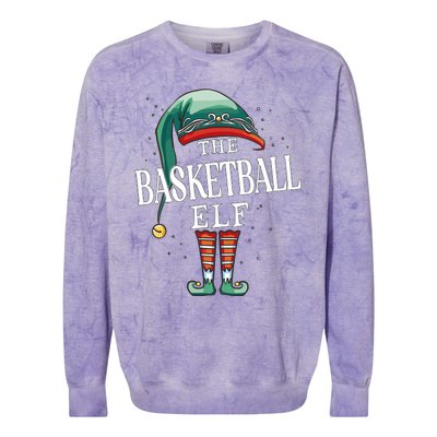 Basketball Elf Christmas Group Xmas Pajama Party Colorblast Crewneck Sweatshirt