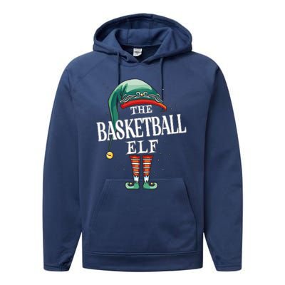 Basketball Elf Christmas Group Xmas Pajama Party Performance Fleece Hoodie