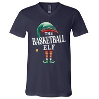 Basketball Elf Christmas Group Xmas Pajama Party V-Neck T-Shirt