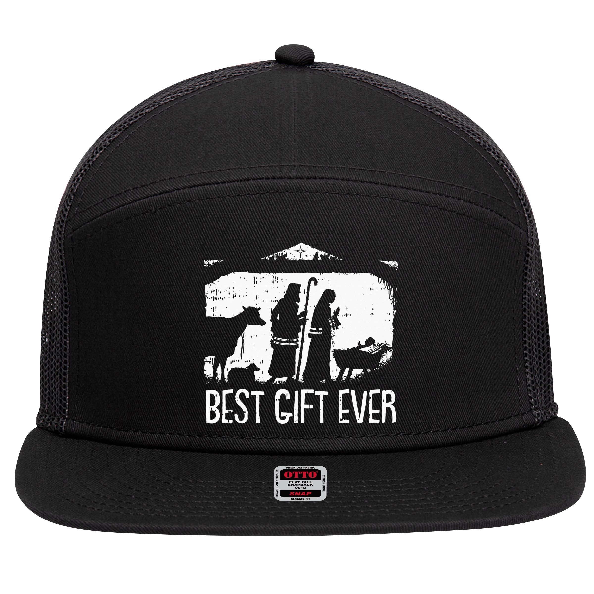 Best Ever Christmas Cool Jesus Nativity Scene Christian 7 Panel Mesh Trucker Snapback Hat