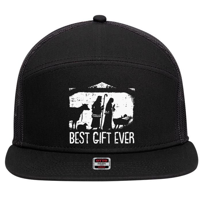 Best Ever Christmas Cool Jesus Nativity Scene Christian 7 Panel Mesh Trucker Snapback Hat