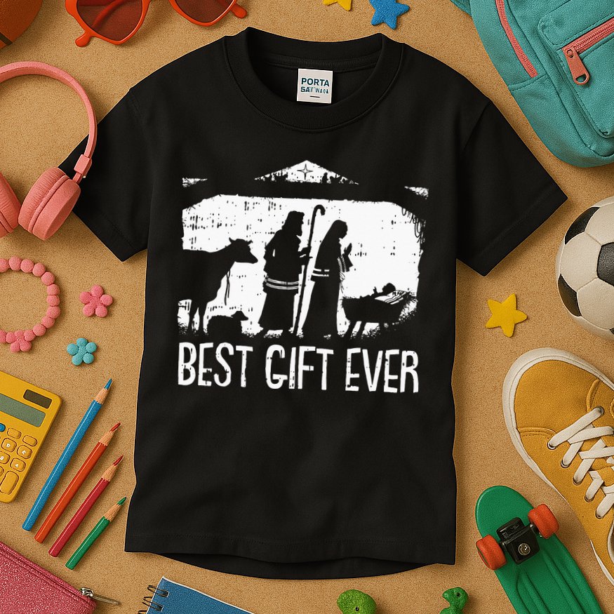 Best Ever Christmas Cool Jesus Nativity Scene Christian Kids T-Shirt