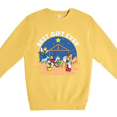 Best Ever Christmas Jesus Nativity Scene Christian Xmas Premium Crewneck Sweatshirt