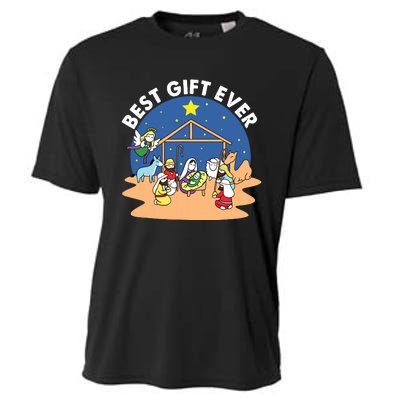 Best Ever Christmas Jesus Nativity Scene Christian Xmas Cooling Performance Crew T-Shirt